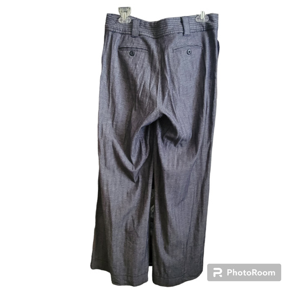 Women Wide Leg Dress Pants Size 6 Herringbone 98% Cotton Flowey Palazzo Business - Picture 8 of 10